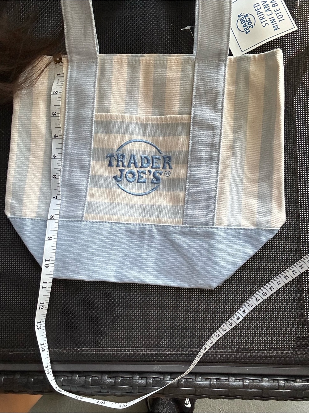 Trader Joe’s light blue mini striped tote - Picture 4 of 6